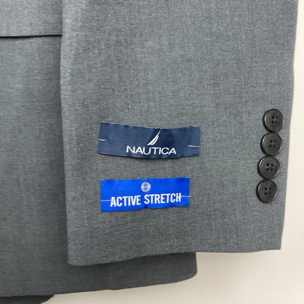Nautica‎ Mens 2-pc Suit Blazer Jacket 40R Pants 34Wx32L Charcoal